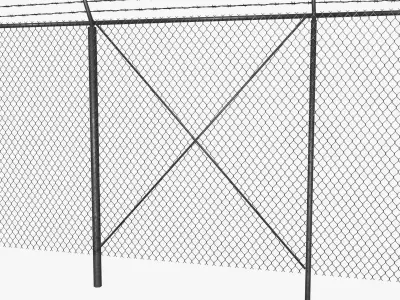 Chainlink Fence Modular Free low-poly 3D model