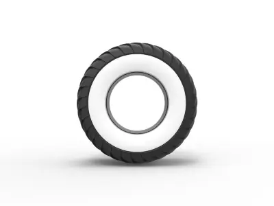 Pulling truck Whitewall tire 2 Scale 1 to 25 3D print model