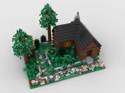 small medieval wooden house  3D model