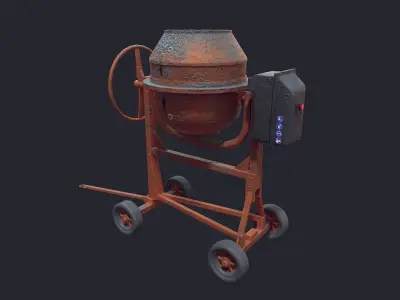 Concrete Mixer Low-poly 3D model 2