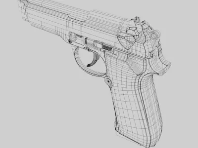 T75 pistol  Low-poly 3D model