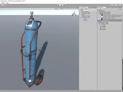 Industrial trolley with oxygen cylinder Low-poly 3D model