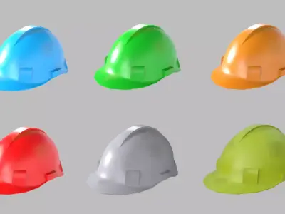 Worker Safety Helmet Set Low-poly 3D model