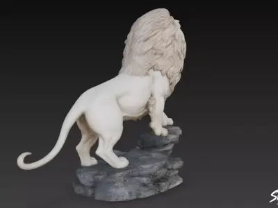 Lion Statue V27 Low-poly 3D model