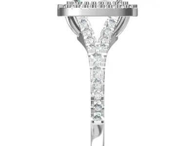 Emerald Solitaire Ring With Hidden Halo 3D print model get
