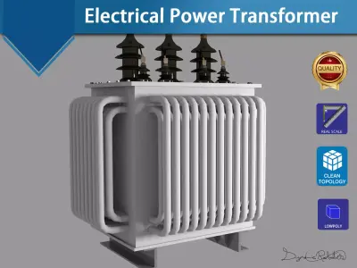 Electrical Power Transformer - Lowpoly-Highpoly Low-poly 3D model