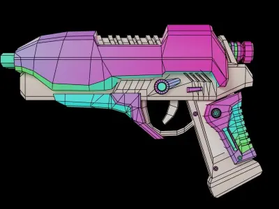 Low Poly Sci-fi Piston Gun Low-poly 3D model