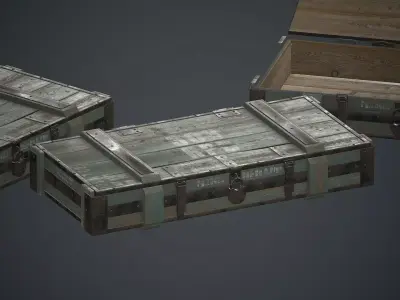 Old Wooden Weapon Case 1 PBR Game Ready Low-poly 3D model