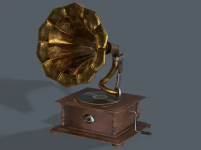 Old Gramaphone Low-poly 3D model