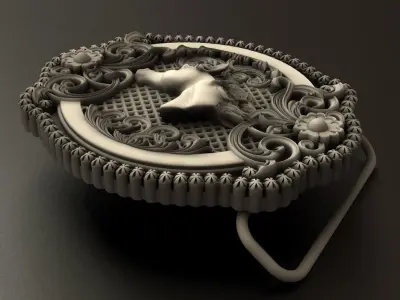Gothic Horse Head Belt Buckle 3D print model