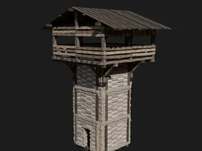 VIKING FORT NORSE FORTRESS CASTLE WALLS WATCHTOWER BUILDINGS Low-poly 3D model