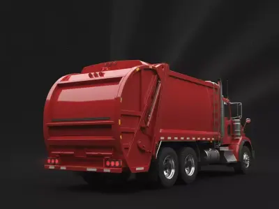 Red Garbage Truck 3D model