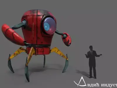 Low Poly Rig Ready Industrial Robot Low-poly 3D model