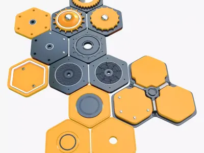 Modular SciFi Hex Constructor M1 3D model