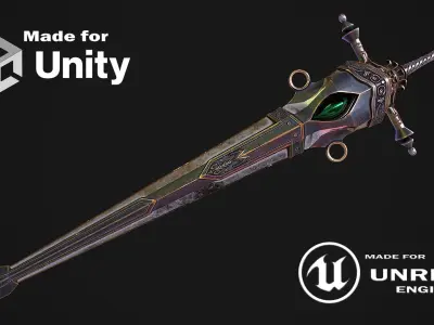 Fantasy Sword 26 With Scabbard 3D Model Low-poly 3D model