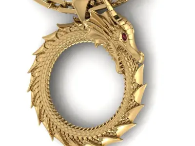 Golden dragon pendant 3D model