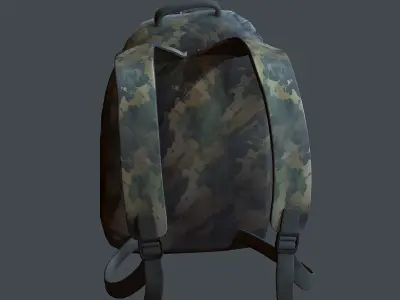 Backpack military combat Black baggage Low-poly Low-poly 3D model 8