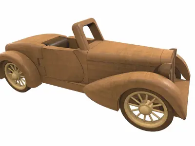 Wooden car toy retro 2 Free 3D model