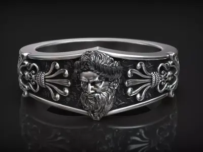 Zeus Laurel Head Antique Greek Pattern Ring 3D print model