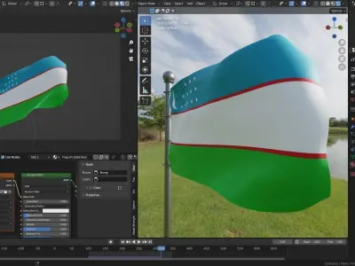 Animated Uzbekistan Flags 3D model
