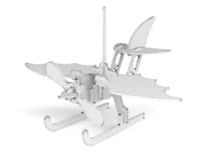 Wooden toy plane 3D model buy