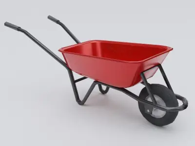 Wheelbarrow Low-poly 3D model 2