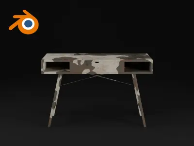 Camouflage military desk 3D model