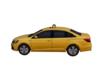 Low Poly Generic Taxi Car Vehicle Model PBR Texture Low-poly 3D model