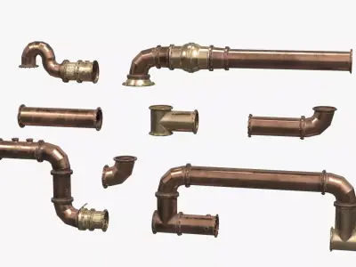 Industrial Copper Plumbing Pipe Set 3D model