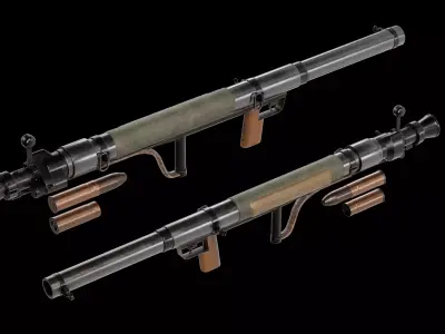 recoilless rifle prototype Carl Gustaf 37mm Low-poly 3D model
