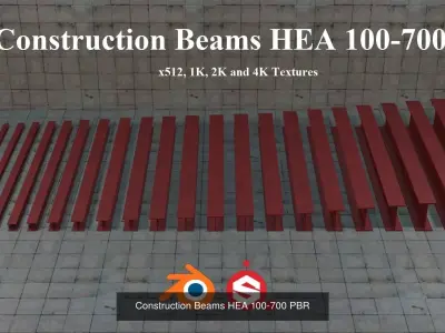 Construction Beams HEA and IPE PBR 3D Model Pack
