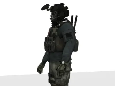 Spec Ops Soldier Rigged Low Poly Game-Ready Low-poly 3D model