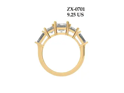 Emerald 5 Stone Art Deco Ring 3D print model purchase