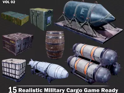 15 Realistic Military Cargo Game Ready VOL02 Low-poly 3D model