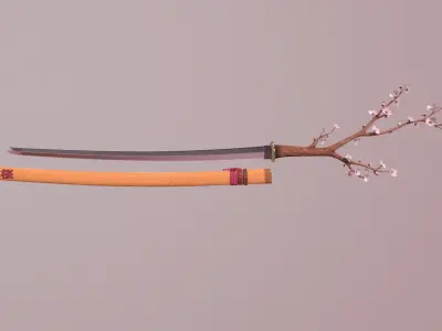 Katana Sakura Free low-poly 3D model