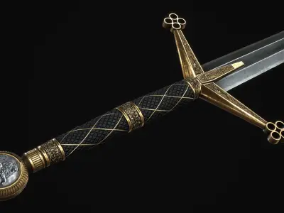 Ceremonial Claymore - 2 handed sword - realistic - game ready Low-poly 3D model