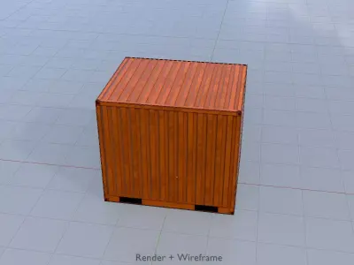 Shipping Container signal orange 10ft Low-poly 3D model