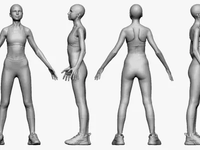 001235 woman in fitness costume 3D model