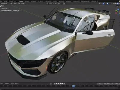 Mustang  dark hoarse  Low-poly 3D model
