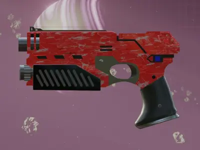 Space Pistol Red Low-poly 3D model