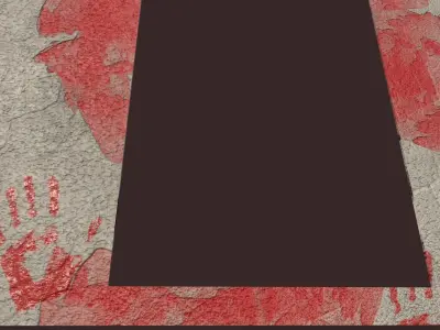 Realistic Concrete Wall with Blood Handprints 3D Model Low-poly 3D model