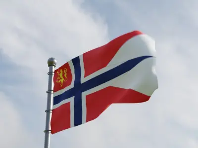 Animated Norway Flags 3D model