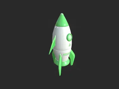 Cartoon Spaceship 08 Green - Spacecraft Vehicle SciFi Low-poly 3D model
