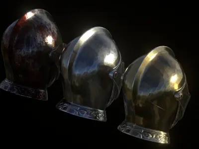 Medieval Metal Helmet with Ornaments 3D model