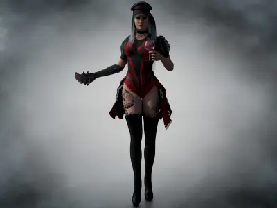 Soviet Cyberpunk Girl Low-poly 3D model