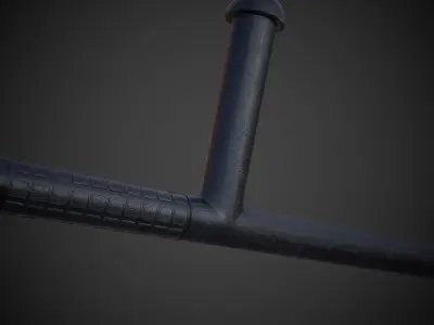 Tonfa metal bar Low-poly 3D model