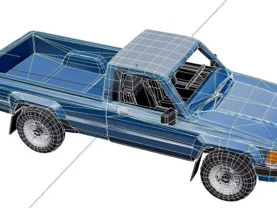 1985 Toyota Hilux Low Poly Classic Pickup Truck Low-poly 3D model