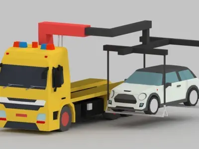 low poly Tow truck Low-poly 3D model