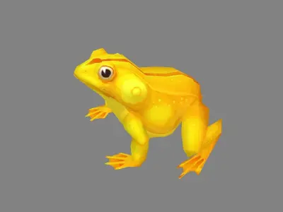 Cartoon golden frog Low-poly 3D model