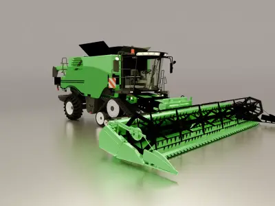 Agricultural Combine Harvester Low-poly 3D model